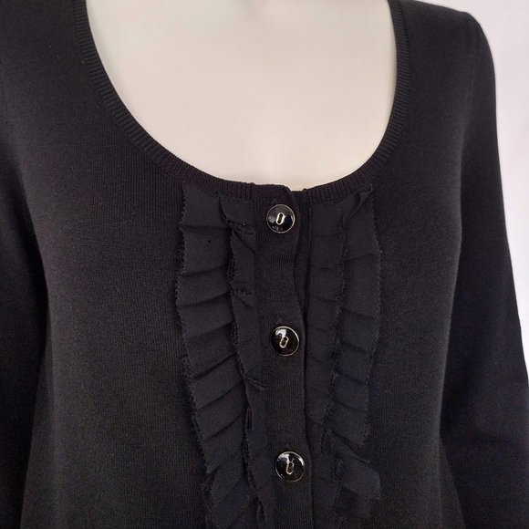 Ann Taylor Black Silk Blend Ruffled Knit Cardigan Sweater - Picture 8 of 11